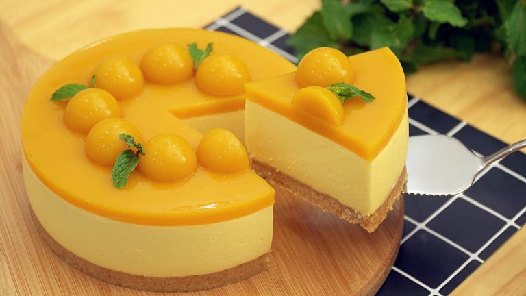 چیز کیک انبه با بیسکوییت پتی‌بور